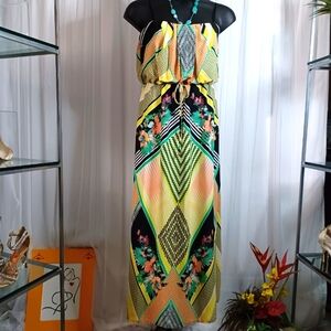 CITY STUDIO Sleeveless Maxi Dress Size: L, Multi Colors